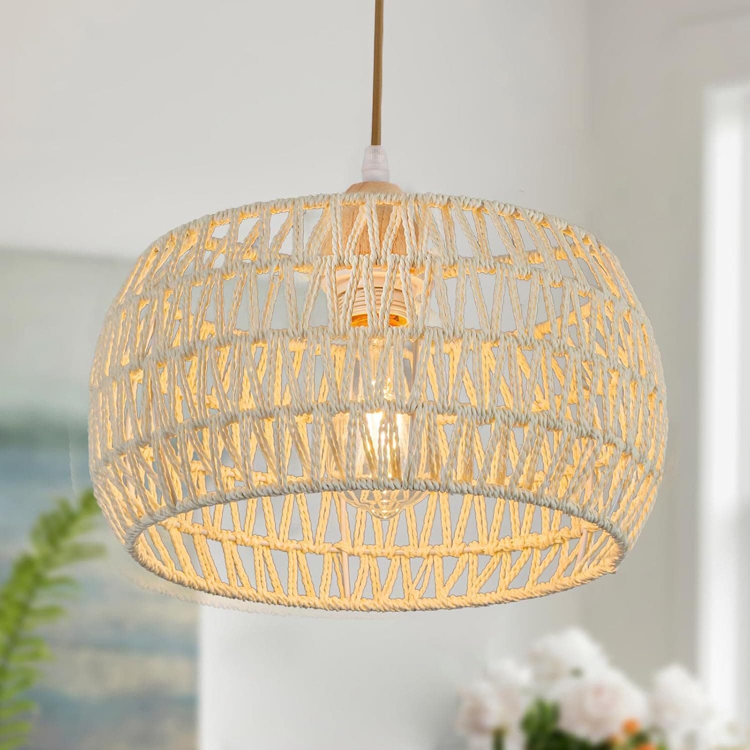 Hand-Woven Rattan Dome Pendant