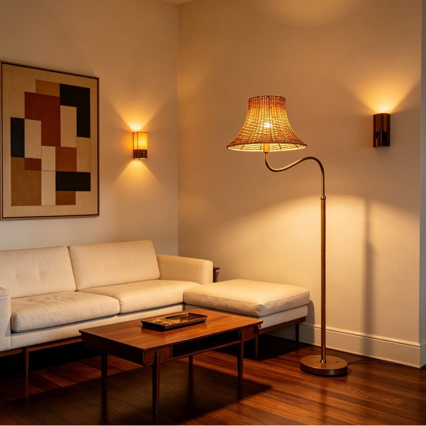 Curved Wicker Floor Lamp