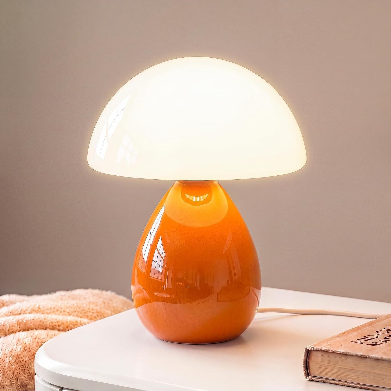Cream Mushroom Ceramic Lamp